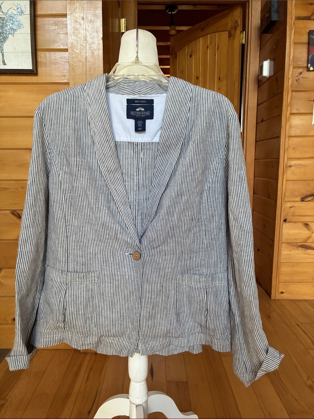 Linen coastal nautical preppy jacket